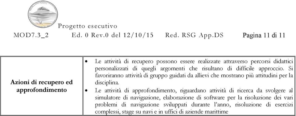 argomenti che risultano di difficile approccio. Si favoriranno attività di gruppo guidati da allievi che mostrano più attitudini per la disciplina.