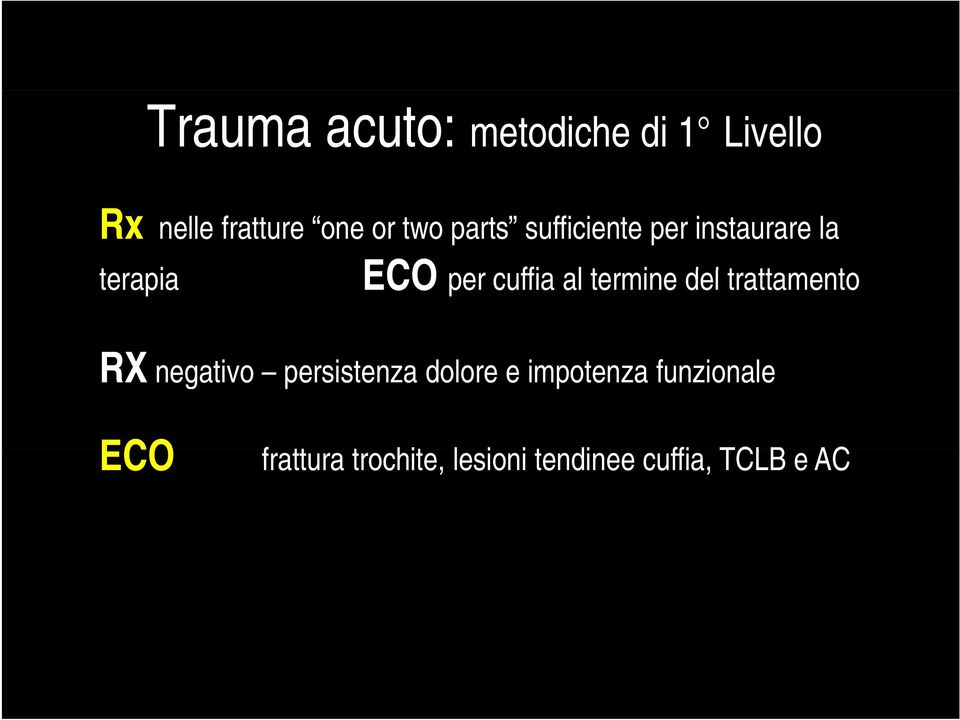 termine del trattamentott t RX negativo persistenza dolore e