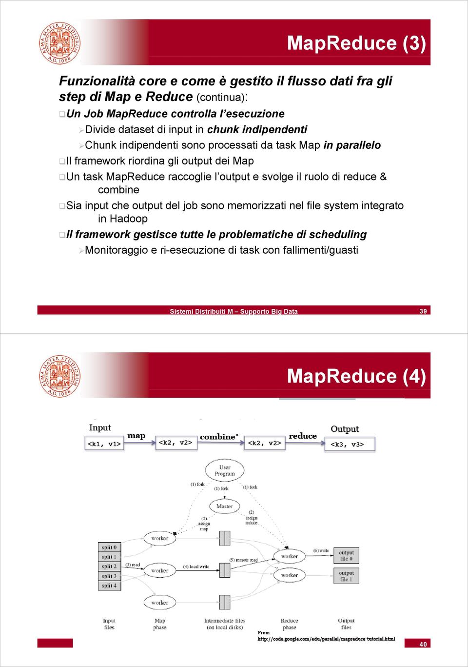 Un task MapReduce raccoglie l output e svolge il ruolo di reduce & combine Sia input che output del job sono memorizzati nel file system integrato