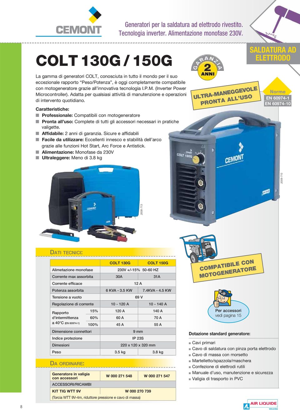 grazie all innovativa tecnologia I.P.M. (Inverter Power Microcontroller). Adatta per qualsiasi attività di manutenzione e operazioni di intervento quotidiano.