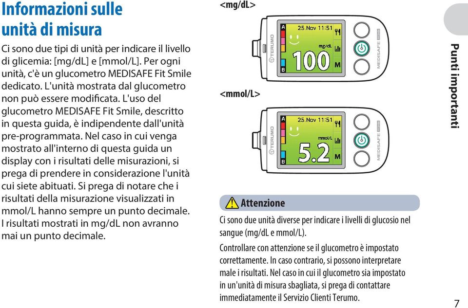 Nel caso in cui venga mostrato all'interno di questa guida un display con i risultati delle misurazioni, si prega di prendere in considerazione l'unità cui siete abituati.