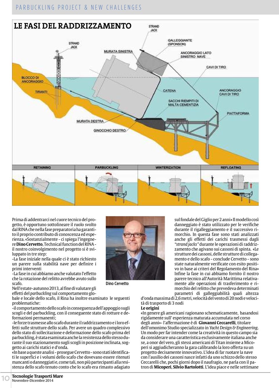 «Sostanzialmente ci spiega l ingegnere Dino Cervetto, Technical function del RINA il nostro coinvolgimento nel progetto si è sviluppato in tre step: La fase iniziale nella quale ci è stato richiesto