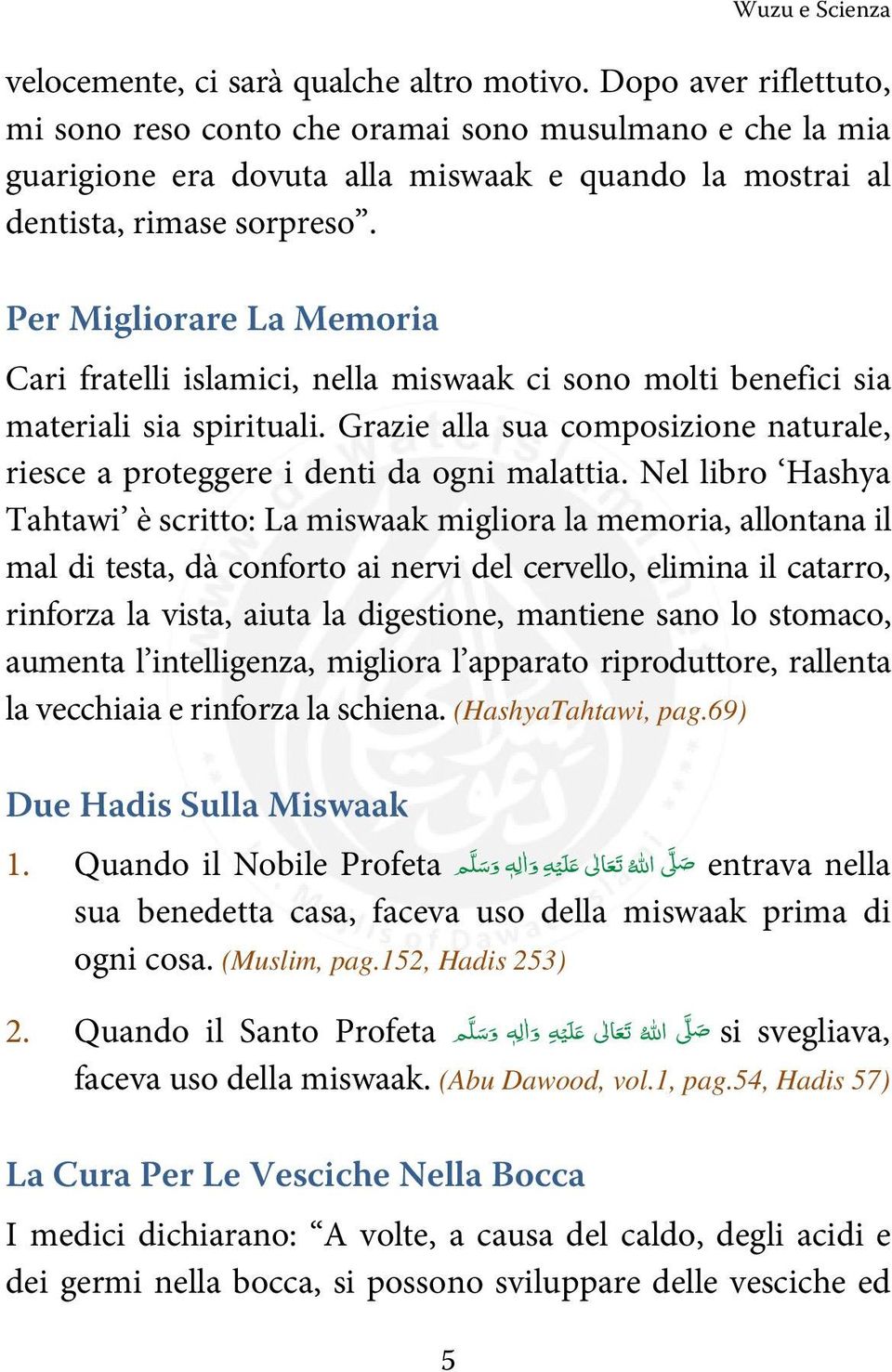 Per Migliorare La Memoria Cari fratelli islamici, nella miswaak ci sono molti benefici sia materiali sia spirituali.