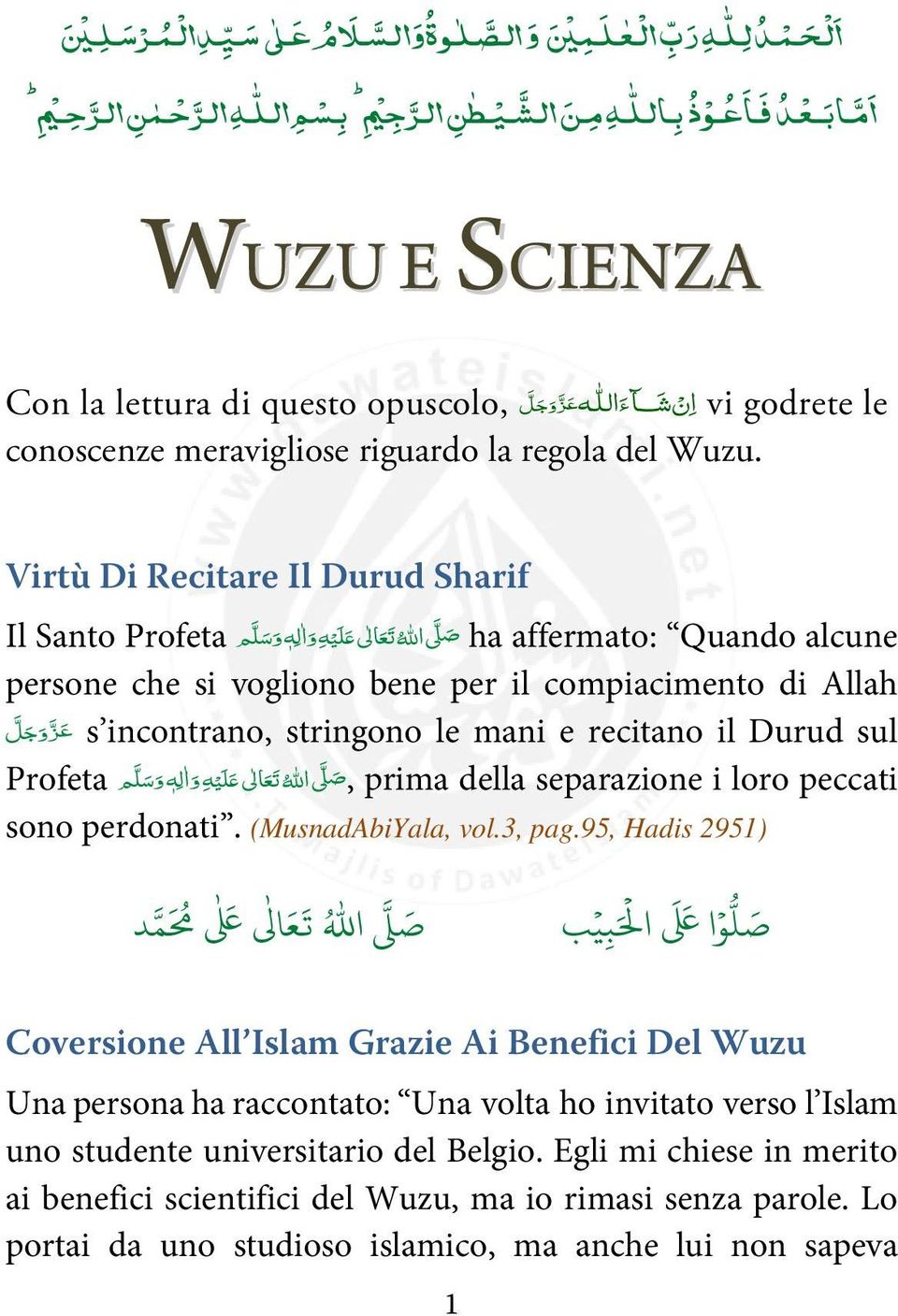 Virtù Di Recitare Il Durud Sharif Il Santo Profeta االله ص( تعالى &لي ه وا ل ه وسل م ha affermato: Quando alcune persone che si vogliono bene per il compiacimento di Allah s incontrano, stringono le