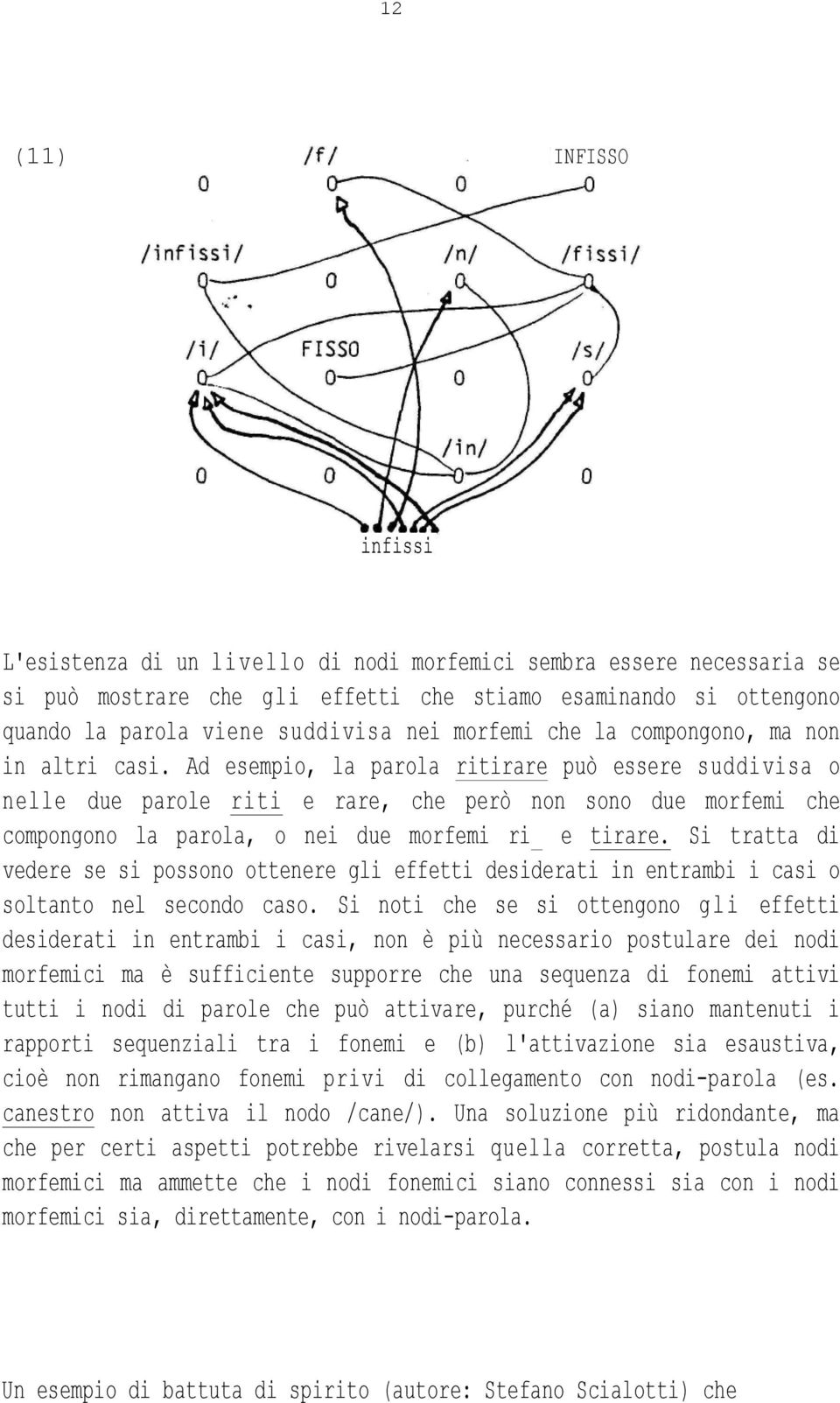 Ad esempio, la parola ritirare può essere suddivisa o nelle due parole riti e rare, che però non sono due morfemi che compongono la parola, o nei due morfemi ri_ e tirare.