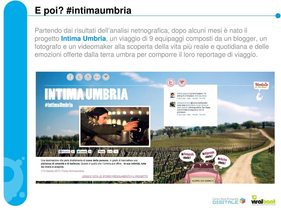 nato il progetto Intima Umbria, un viaggio di 9 equipaggi composti da un blogger,