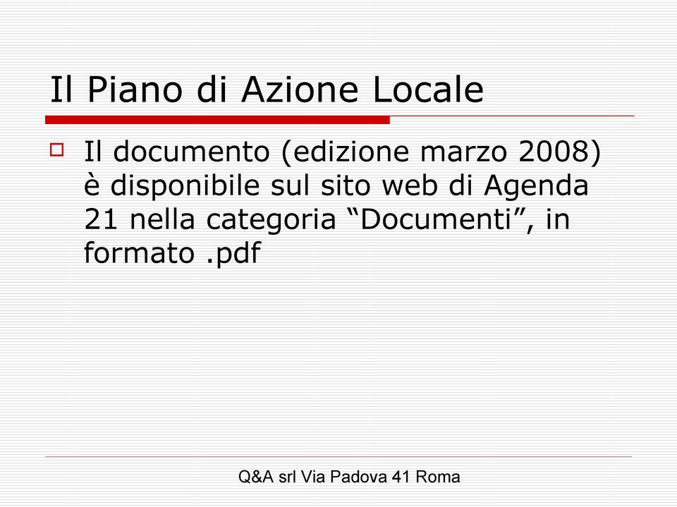 disponibile sul sito web di Agenda