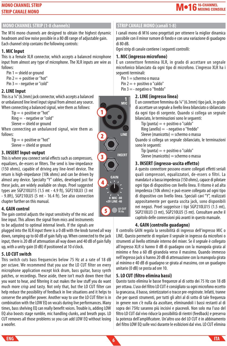 The X inputs are wire as follows: Pin = shield or ground Pin = + positive or "hot" Pin = - negative or "cold". INE Input This is a ¼ (6.