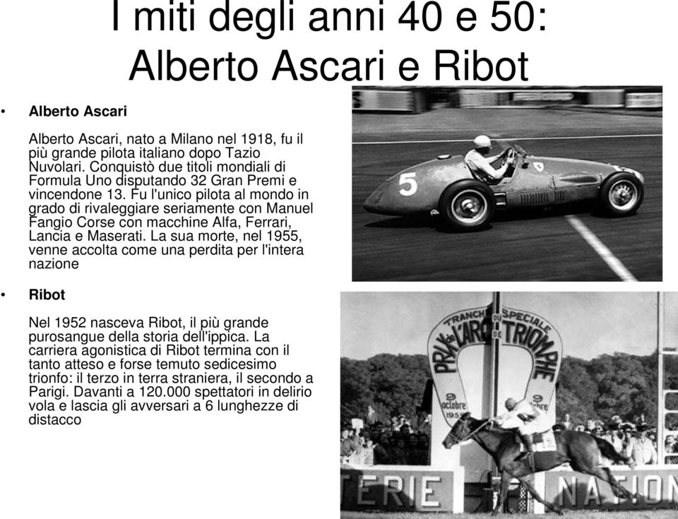 Fu l'unico pilota al mondo in grado di rivaleggiare seriamente con Manuel Fangio Corse con macchine Alfa, Ferrari, Lancia e Maserati.