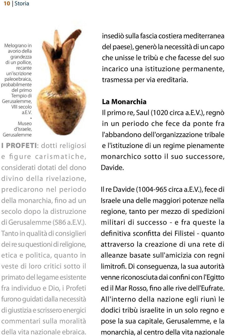 Museo d'israele, Gerusalemme I PROFETI: dotti religiosi e figure carismatiche, considerati dotati del dono divino della rivelazione, predicarono nel periodo della monarchia, fino ad un secolo dopo la