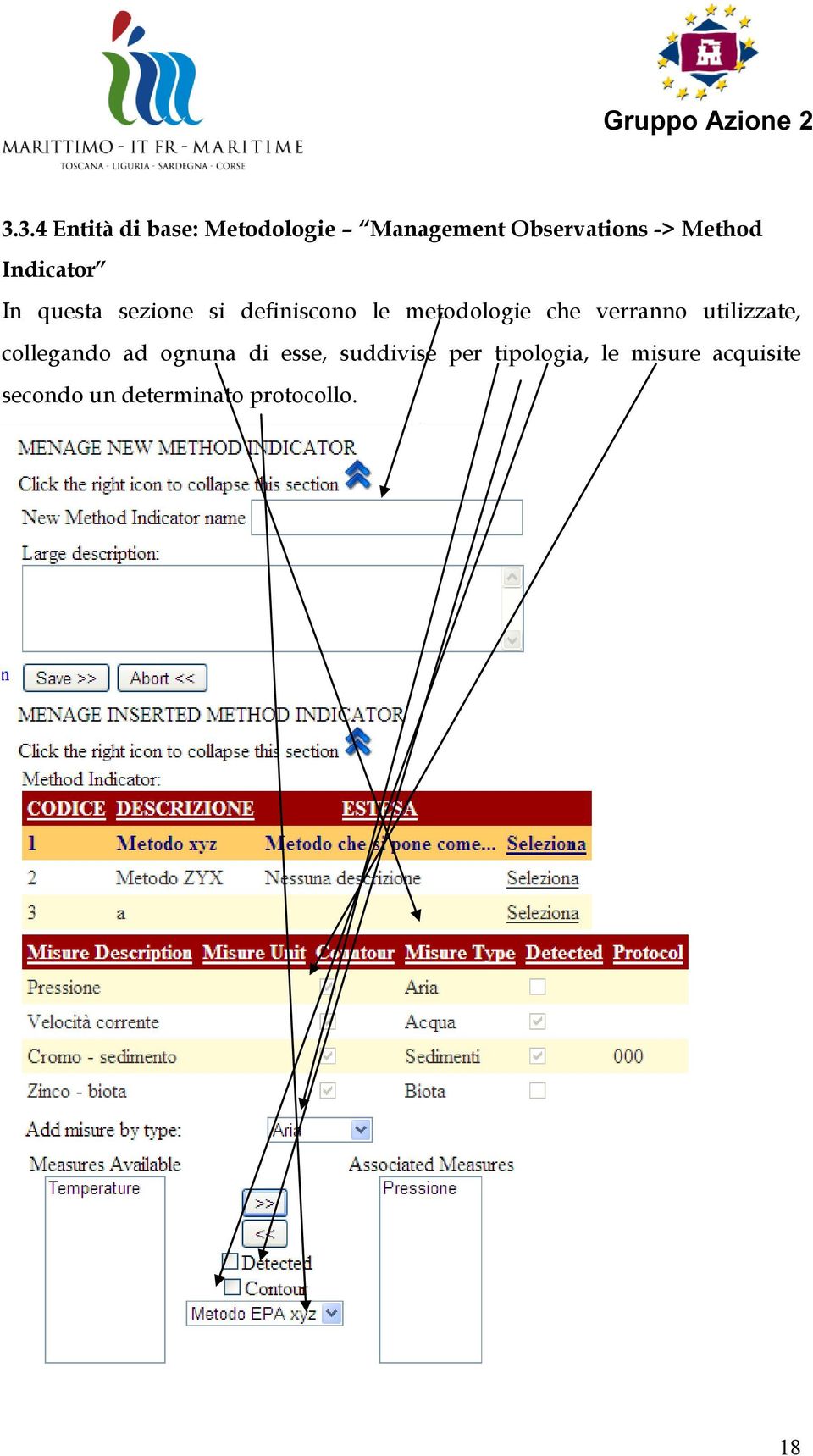 che verranno utilizzate, collegando ad ognuna di esse, suddivise