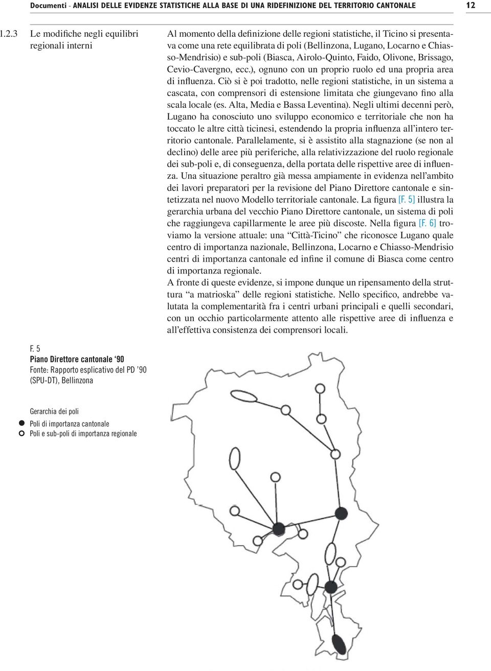 poli (Bellinzona, Lugano, Locarno e Chiasso-Mendrisio) e sub-poli (Biasca, Airolo-Quinto, Faido, Olivone, Brissago, Cevio-Cavergno, ecc.), ognuno con un proprio ruolo ed una propria area di influenza.