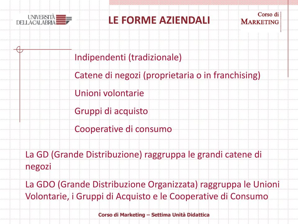 (Grande Distribuzione) raggruppa le grandi catene di negozi La GDO (Grande