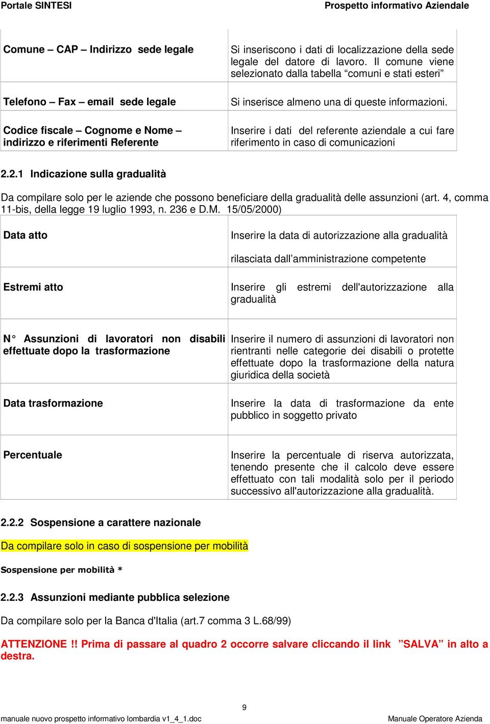 Inserire i dati del referente aziendale a cui fare riferimento in caso di comunicazioni 2.