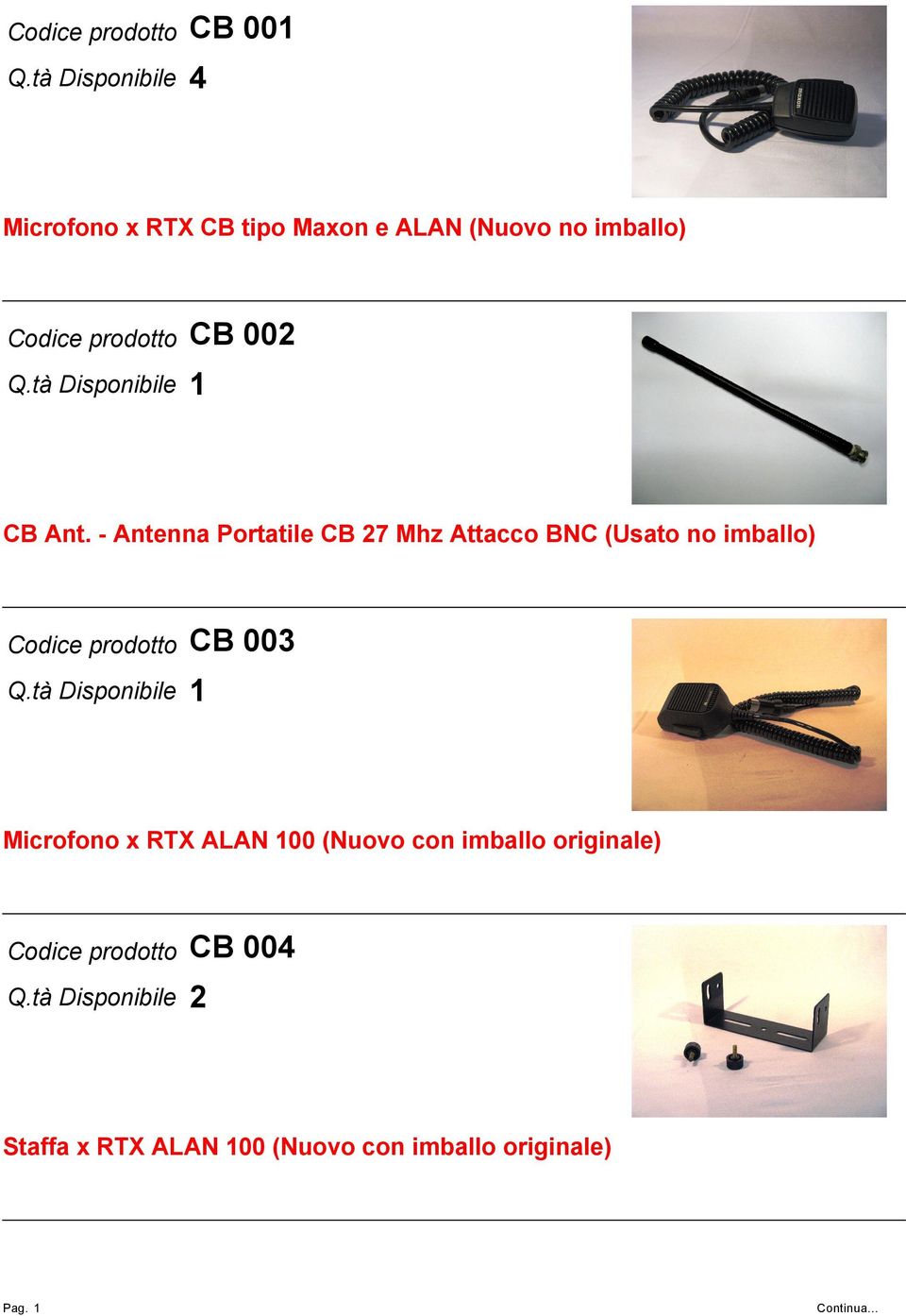 - Antenna Portatile CB 27 Mhz Attacco BNC (Usato no imballo) CB