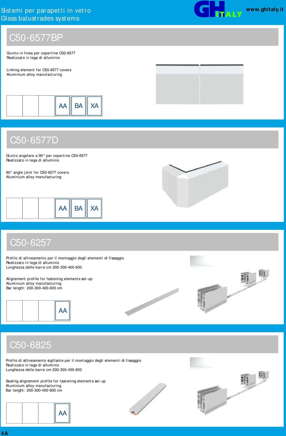 degli elementi di fissaggio Alignement profile for fastening elements set-up C50-6825 Profilo di allineamento