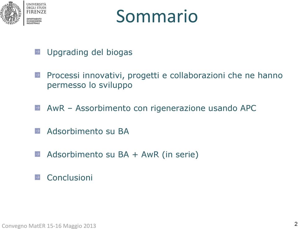 sviluppo AwR Assorbimento con rigenerazione usando APC