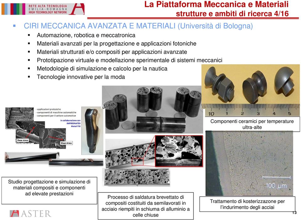 simulazione e calcolo per la nautica Tecnologie innovative per la moda Componenti ceramici per temperature ultra-alte Studio progettazione e simulazione di materiali compositi e componenti ad