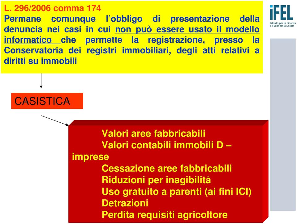 atti relativi a diritti su immobili CASISTICA Valori aree fabbricabili Valori contabili immobili D imprese