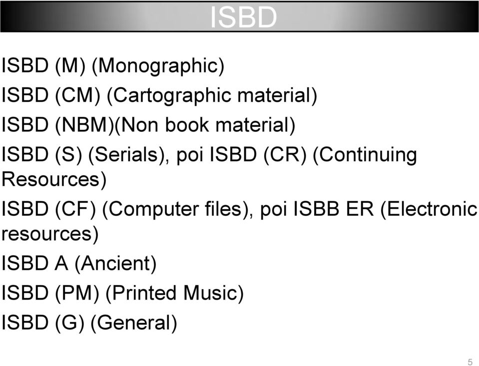 (Continuing Resources) ISBD (CF) (Computer files), poi ISBB ER