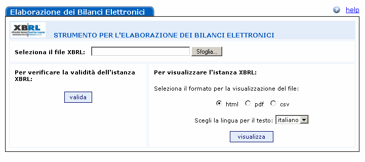 TEBE -ToolElaborazione Bilanci Elettronici Servizio online per validazione visualizzazione istanze xbrl