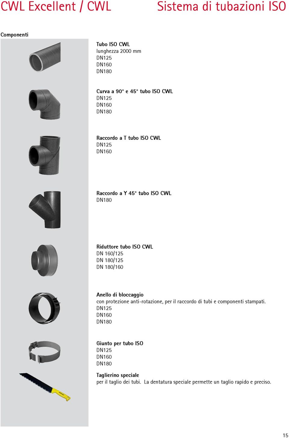 DN 180/160 Anello di bloccaggio con protezione anti-rotazione, per il raccordo di tubi e componenti stampati.