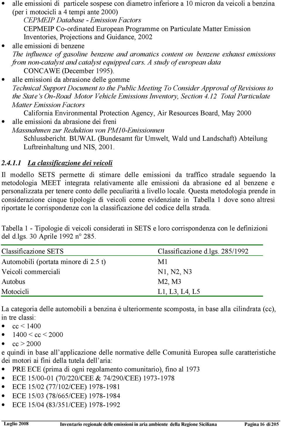 from non-catalyst and catalyst equipped cars. A study of european data CONCAWE (December 1995.