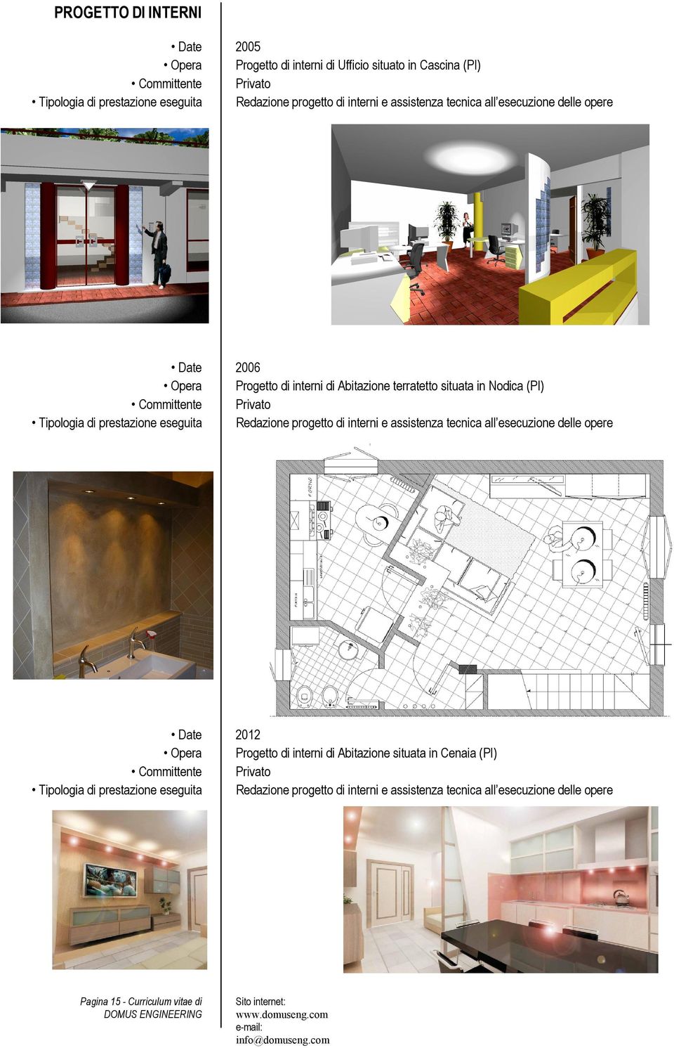 prestazione eseguita Redazione progetto di interni e assistenza tecnica all esecuzione delle opere Date 2012 Opera Progetto di interni di Abitazione
