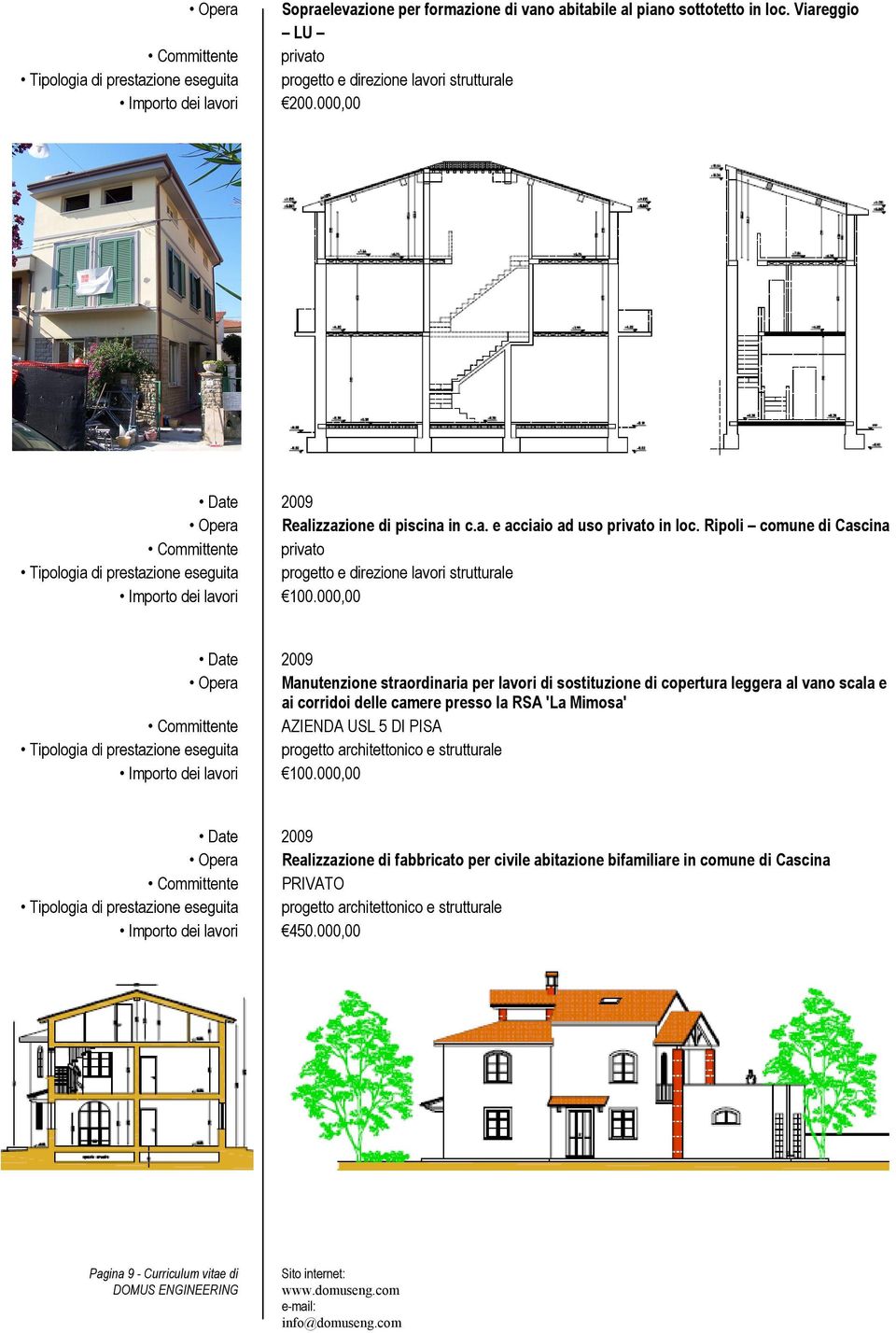 Ripoli comune di Cascina Committente privato Tipologia di prestazione eseguita progetto e direzione lavori strutturale Importo dei lavori 100.