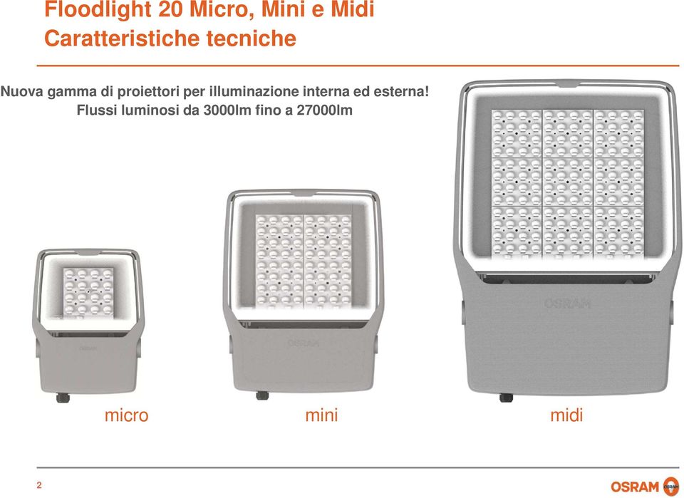 proiettori per illuminazione interna ed