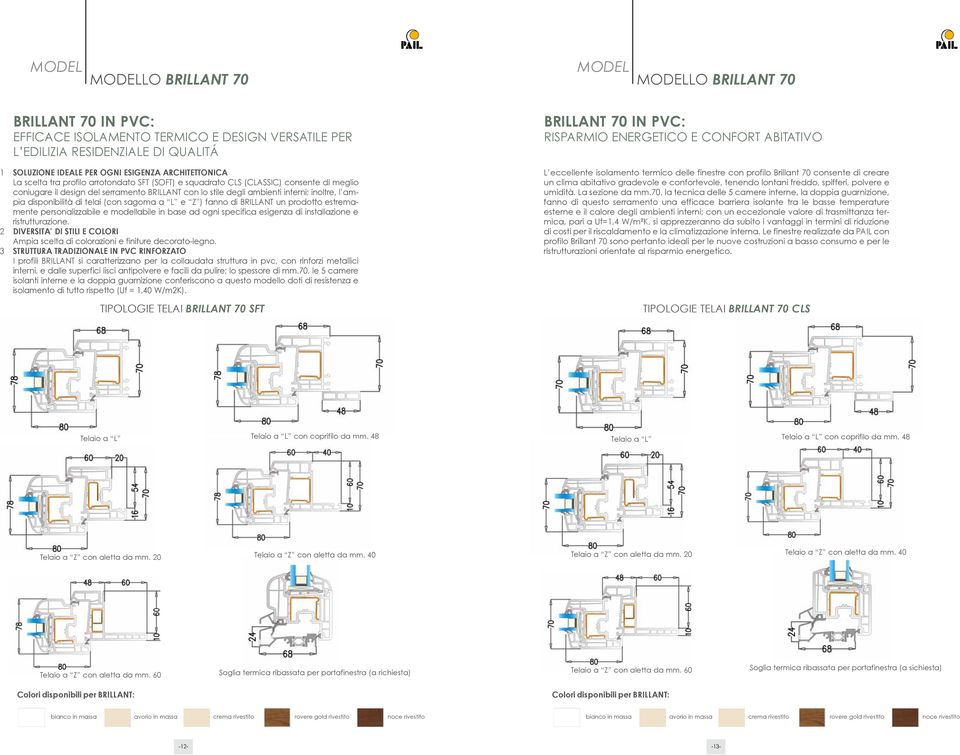 di telai (con sagoma a L e Z ) fanno di BRILLANT un prodotto estremamente personalizzabile e modellabile in base ad ogni specifica esigenza di installazione e ristrutturazione.