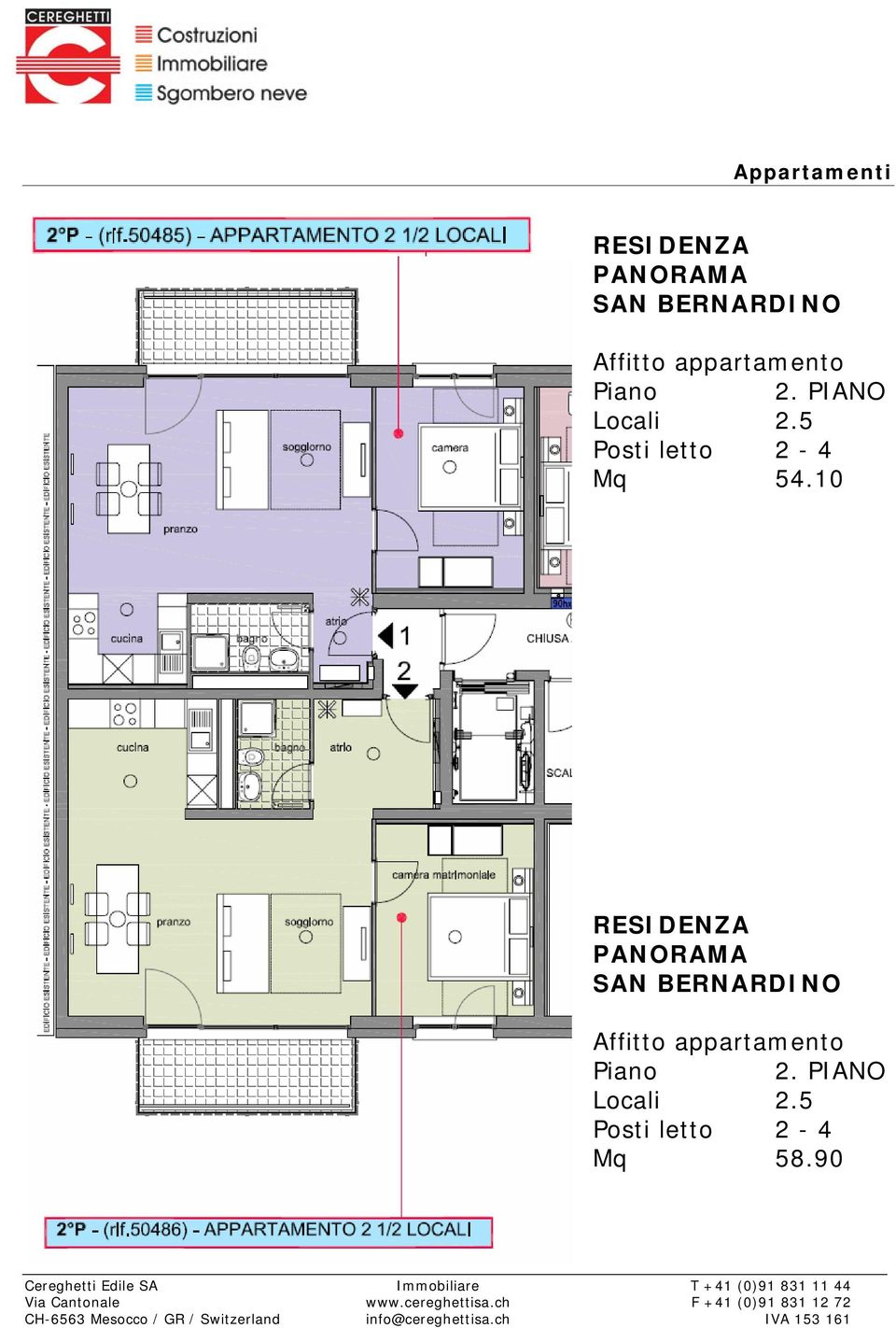 5 Posti letto 2-4 Mq 54.