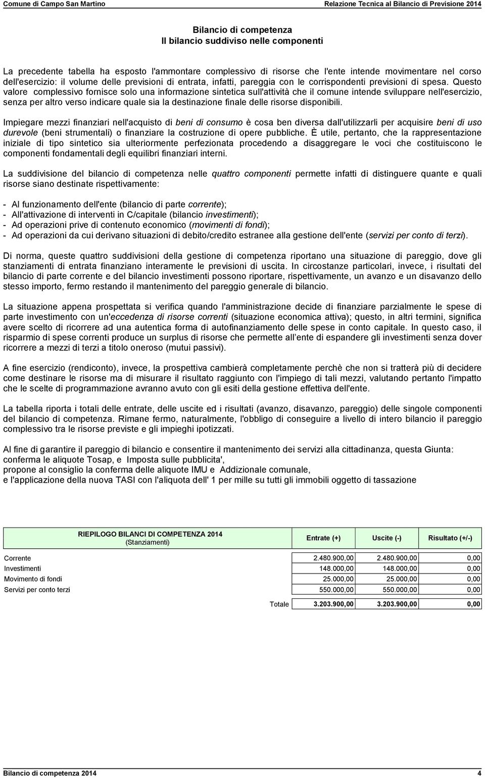 Questo valore complessivo fornisce solo una informazione sintetica sull'attività che il comune intende sviluppare nell'esercizio, senza per altro verso indicare quale sia la destinazione finale delle