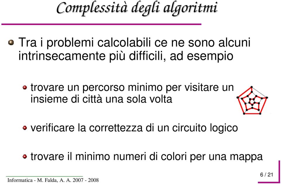 visitare un insieme di città una sola volta verificare la correttezza di