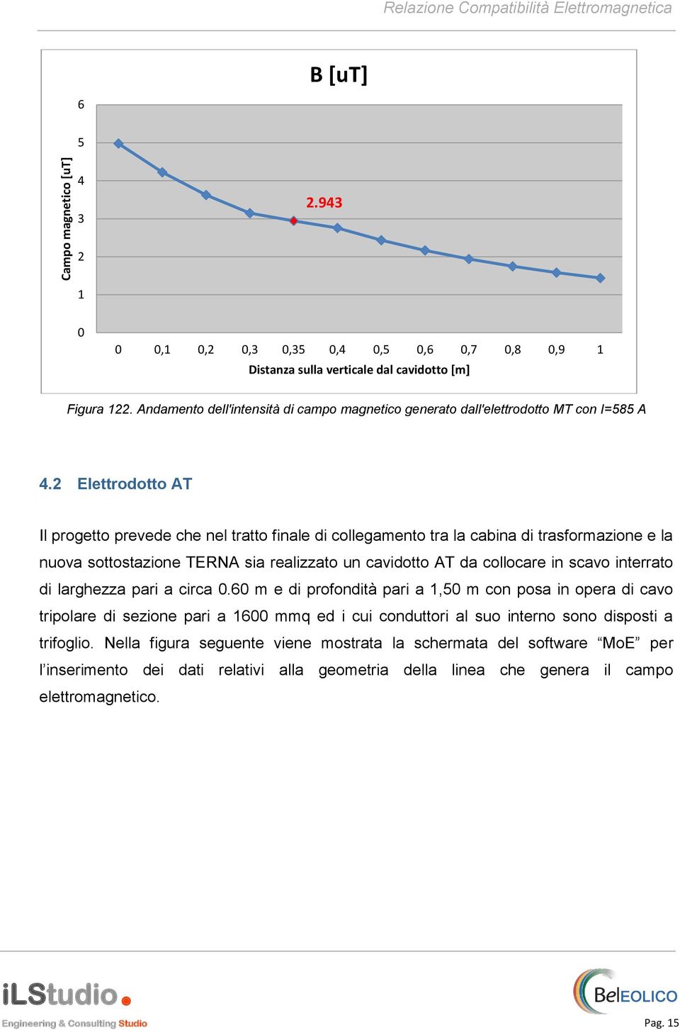 2 Elettrodotto AT Il progetto prevede che nel tratto finale di collegamento tra la cabina di trasformazione e la nuova sottostazione TERNA sia realizzato un cavidotto AT da collocare in scavo