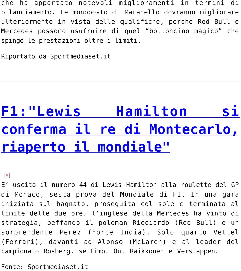 Riportato da Sportmediaset.