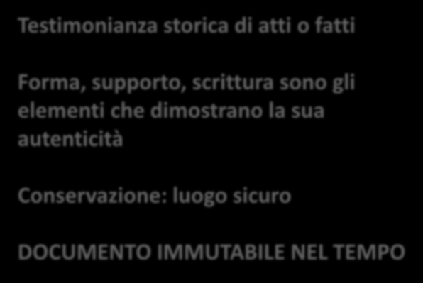 Documento tradizionale Testimonianza storica di