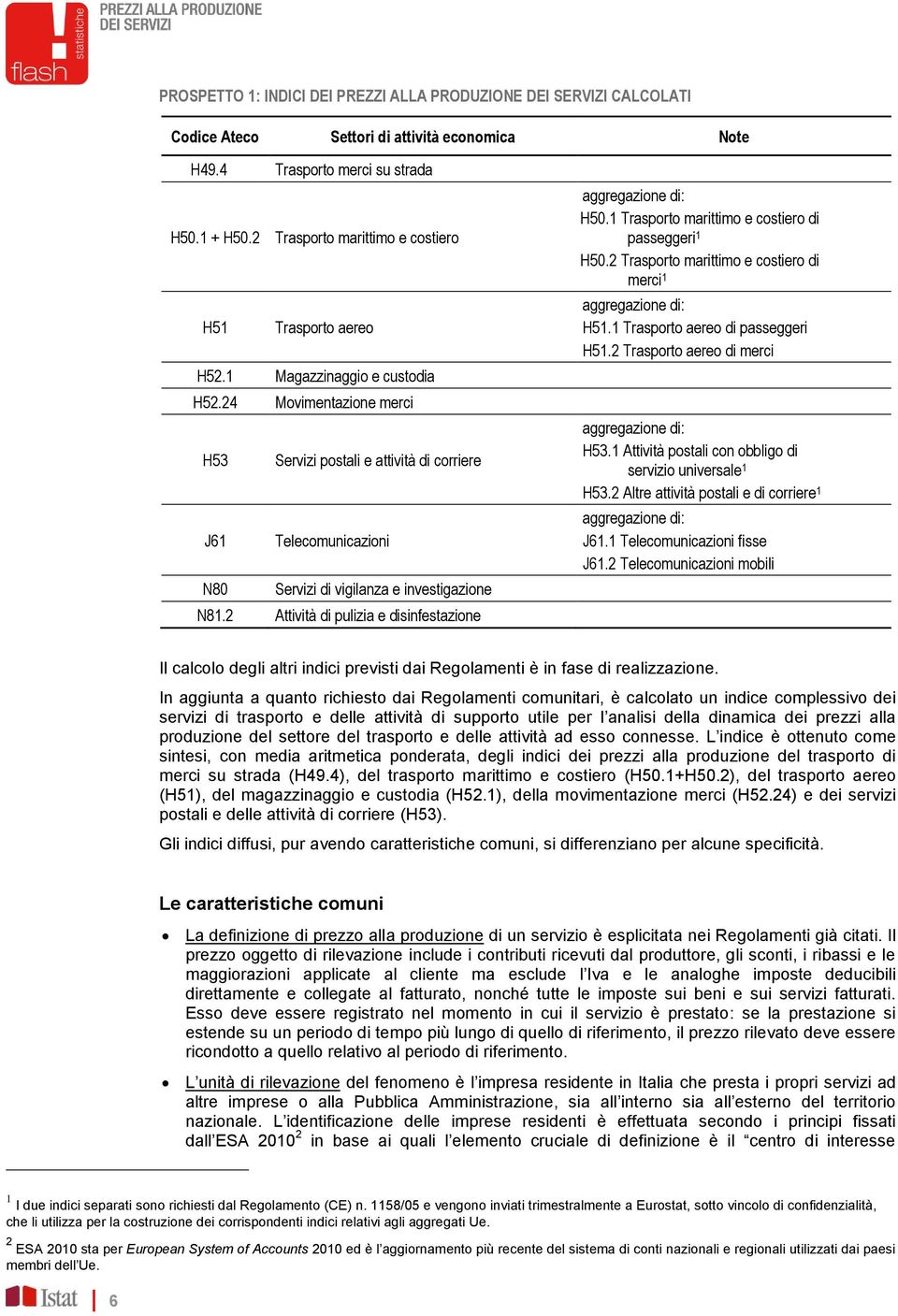 24 Movimentazione merci H53 Servizi postali e attività di corriere J61 Telecomunicazioni N80 Servizi di vigilanza e investigazione N81.2 Attività di pulizia e disinfestazione aggregazione di: H50.