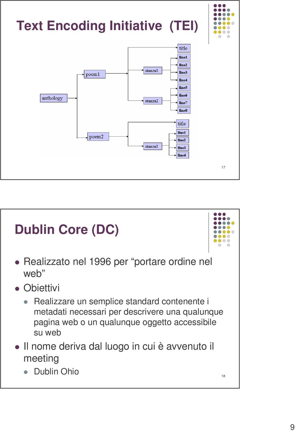 metadati necessari per descrivere una qualunque pagina web o un qualunque