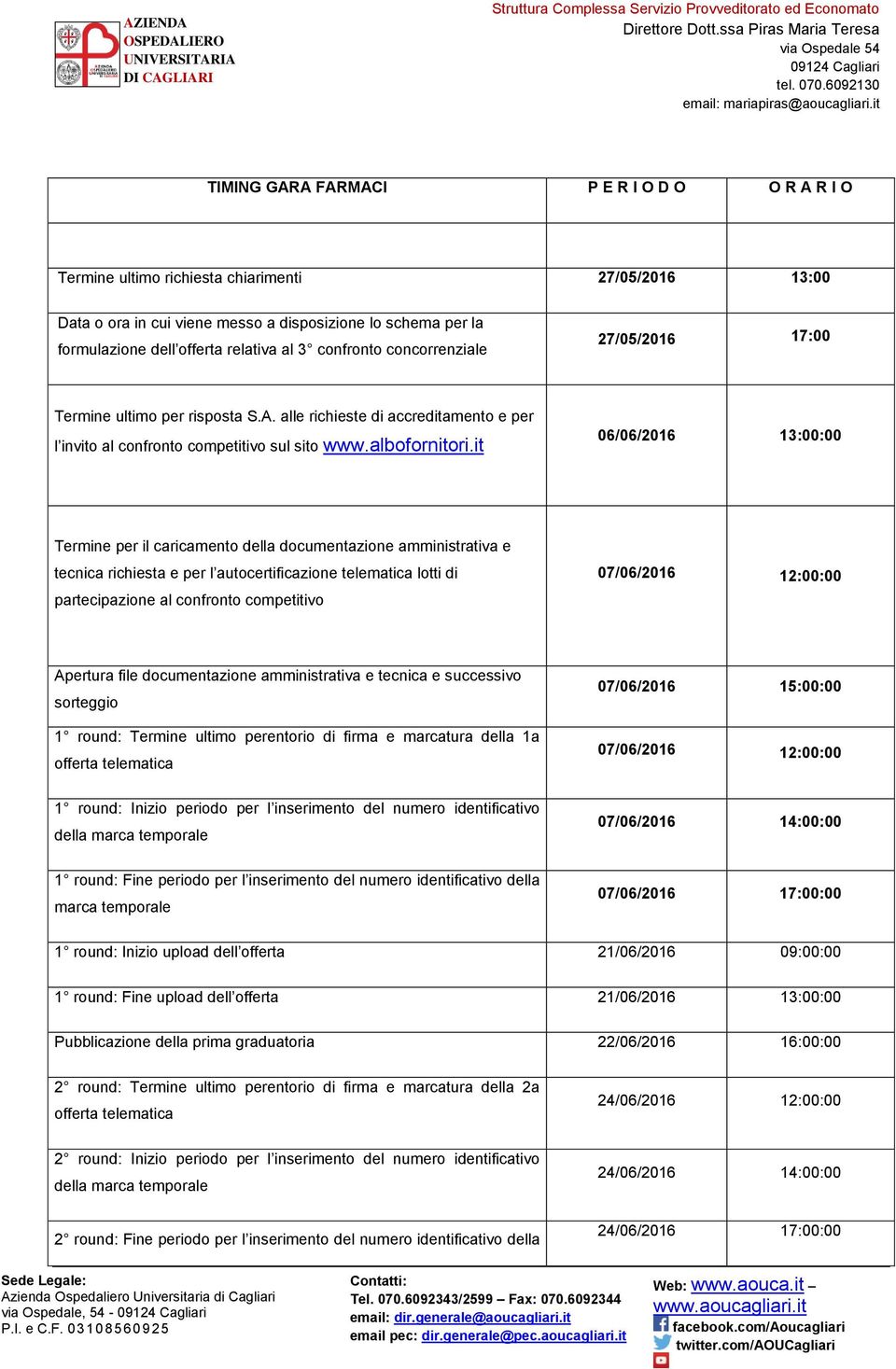 it 06/06/2016 13:00:00 Termine per il caricamento della documentazione amministrativa e tecnica richiesta e per l autocertificazione telematica lotti di partecipazione al confronto competitivo