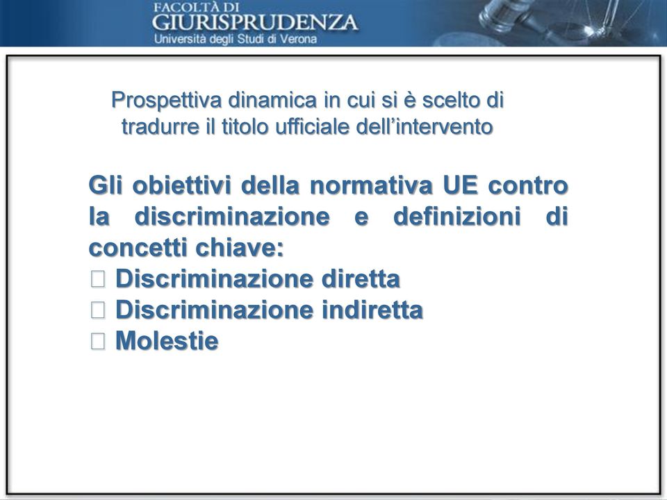 normativa UE contro la discriminazione e definizioni di