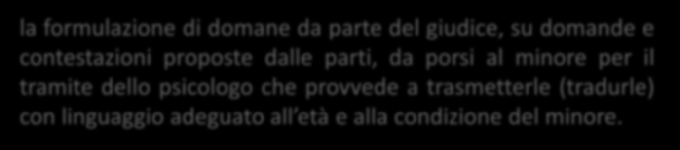 Audizione protetta La figura dell audizione protetta prevede: l utilizzazione di un locale munito di vetro a specchio unidirezionale, dotato di impianto di videoregistrazione e di citofono interno;