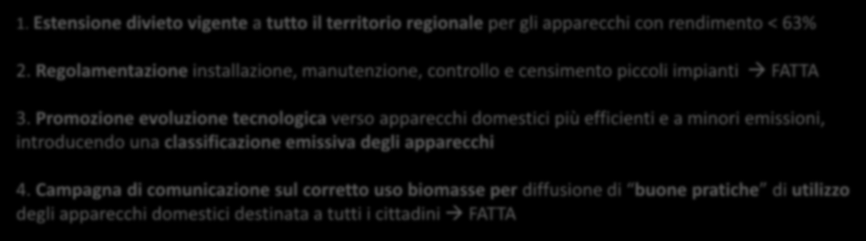 PRIA Nuove misure PACCHETTO «LEGNA» Non si vuole vietare la combustione della legna ma solo regolarne l uso per renderla compatibile con la qualità dell aria 1.