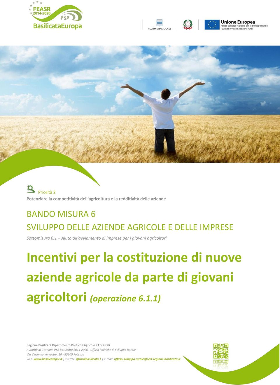 1 Aiuto all avviamento di imprese per i giovani agricoltori Incentivi per la costituzione di nuove aziende agricole da parte di giovani