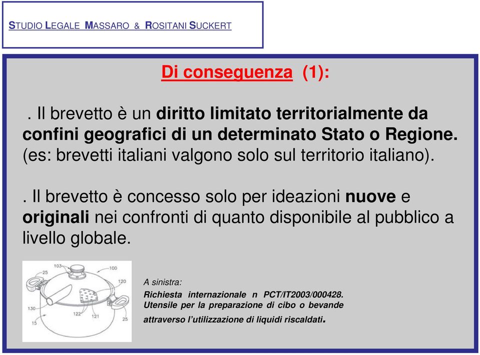 (es: brevetti italiani valgono solo sul territorio italiano).