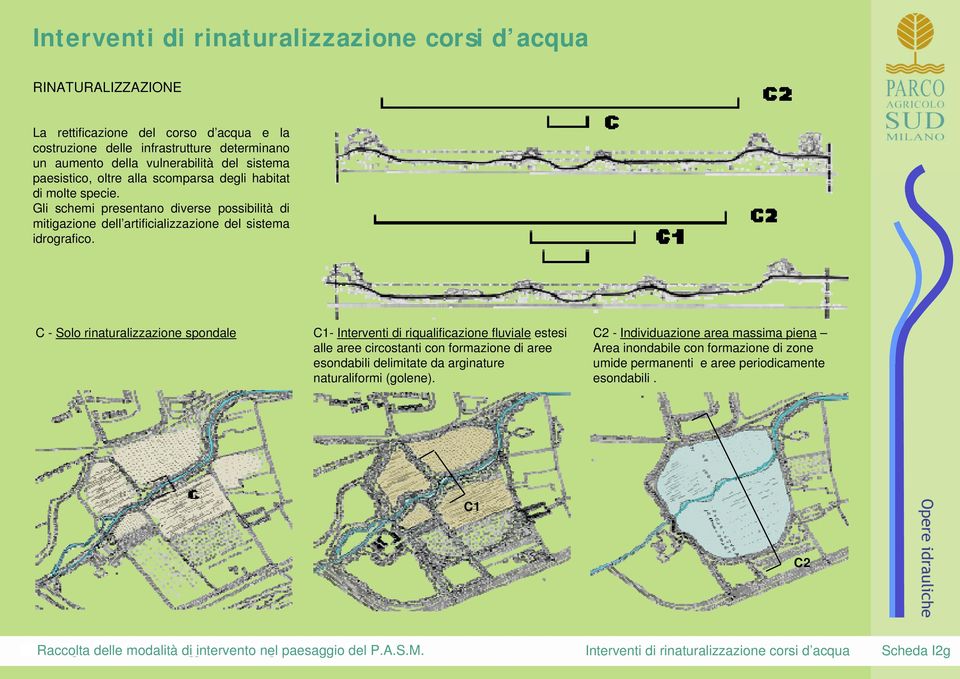 C - Solo rinaturalizzazione spondale C1- Interventi di riqualificazione fluviale estesi alle aree circostanti con formazione di aree esondabili delimitate da