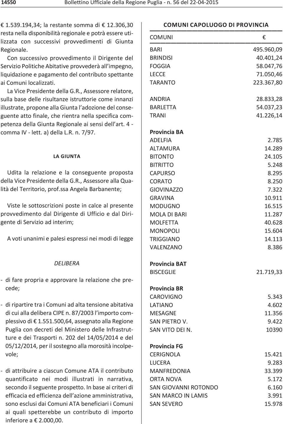 R., Assessore relatore, sulla base delle risultanze istruttorie come innanzi illustrate, propone alla Giunta l adozione del conseguente atto finale, che rientra nella specifica competenza della