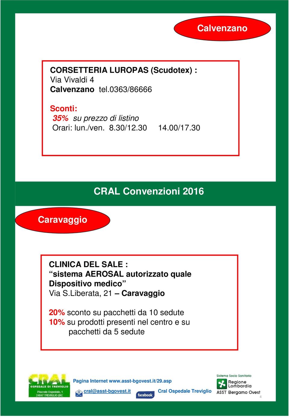 30 Caravaggio CLINICA DEL SALE : sistema AEROSAL autorizzato quale Dispositivo medico Via