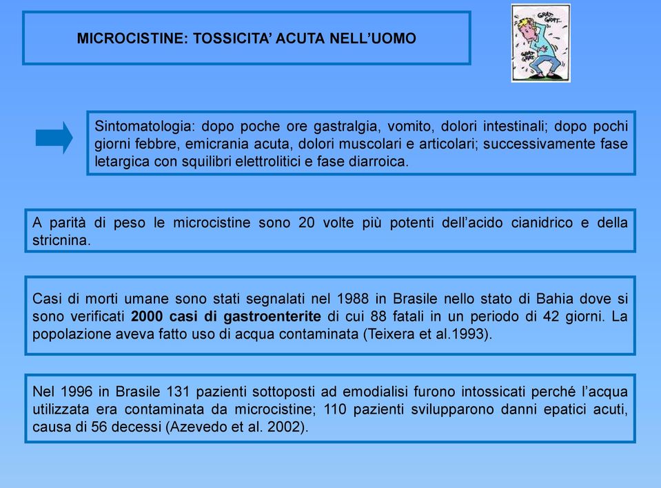 Casi di morti umane sono stati segnalati nel 1988 in Brasile nello stato di Bahia dove si sono verificati 2000 casi di gastroenterite di cui 88 fatali in un periodo di 42 giorni.