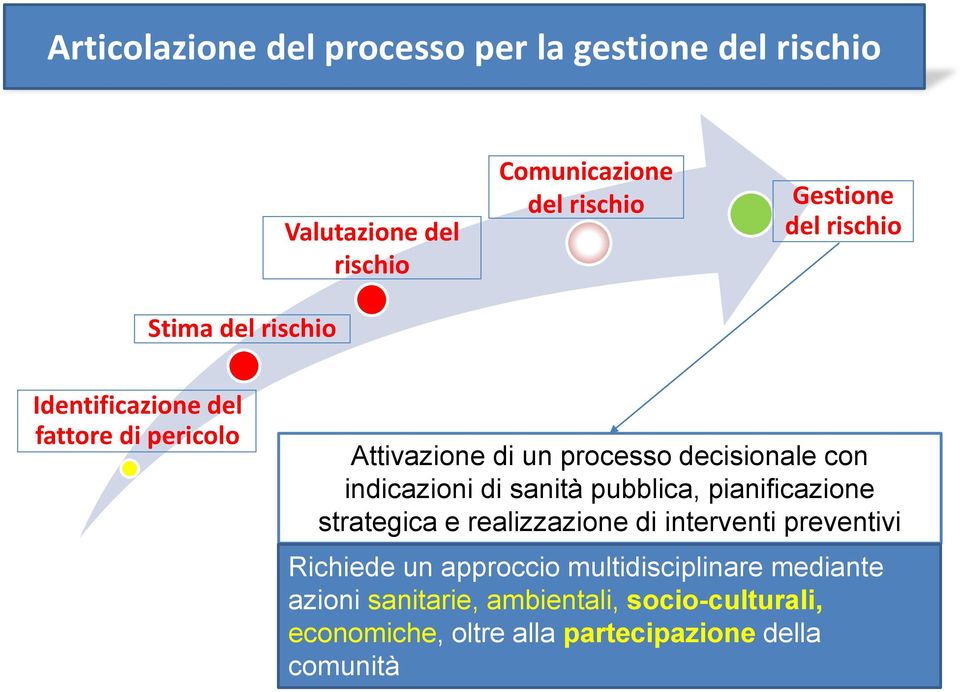 indicazioni di sanità pubblica, pianificazione strategica e realizzazione di interventi preventivi Richiede un